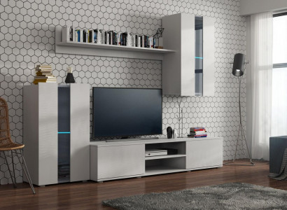 Set Modern Wohnwand Vitrinen Regal Schrank Wohnzimmer Modern Stil Wohnwände 4tlg